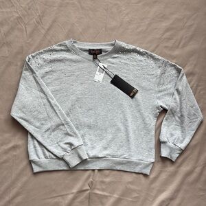 Gray Studded Shoulder Sweatshirt | Truth by Republic | Chic Streetwear L